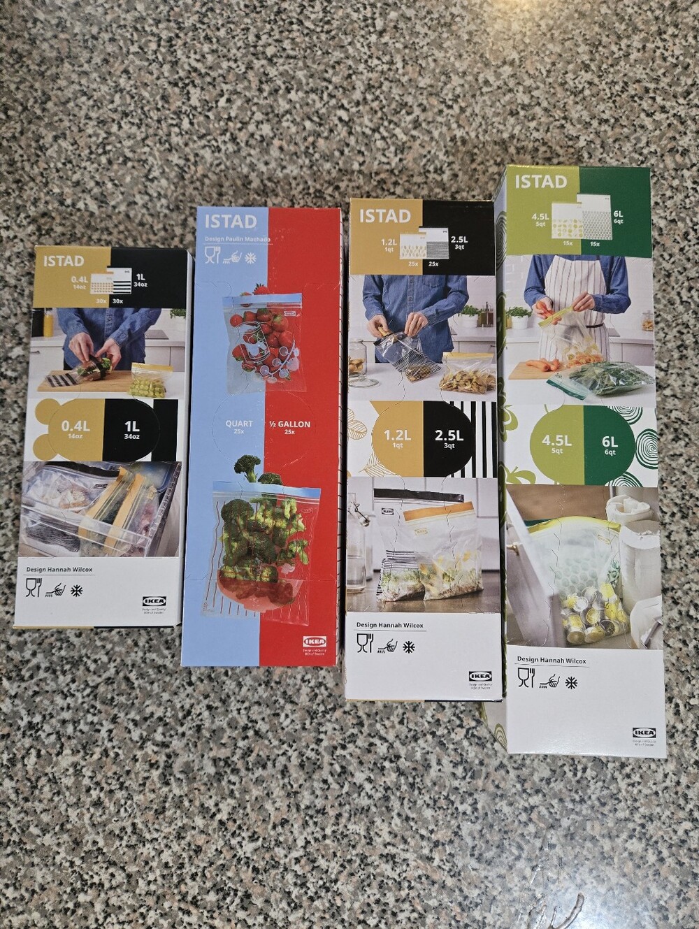 IKEA ISTAD Resealable Bag Packs in Blue, Red, Yellos and Black - Mix Sizes